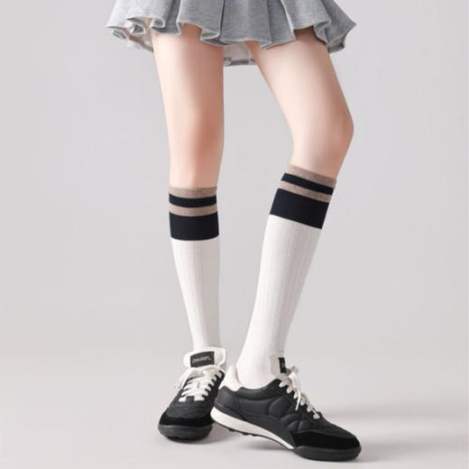 潮流-街头条纹拼接小腿袜女袜袜子-纪念日百货门店同款167295285 商品图2