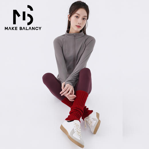 Makebalancy/慕柏郦双面磨毛显瘦运动外套女秋冬瑜伽健身10006 商品图4