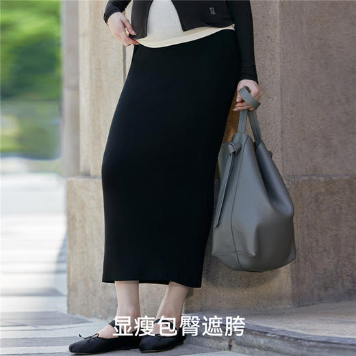 【限时会员价】嫚熙高弹优雅花边垂垂半裙女春秋直筒遮胯小个子孕妇裙2025新品 商品图5