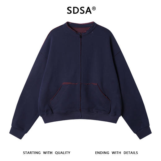 WT268SDSA秋冬新款痞帅男装韩版潮牌裁剪拉链圆领开衫卫衣外套百搭时尚 商品图1