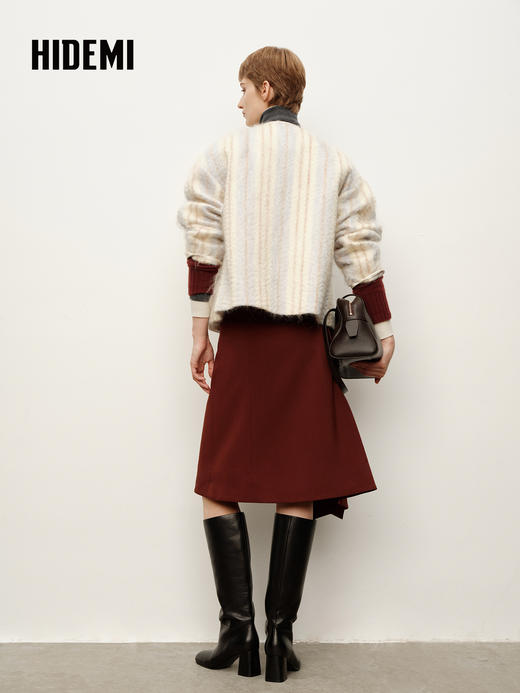 HIDEMI 进口长毛水波马海毛绵羊毛混纺渐变色缎面外套渐变色 商品图6