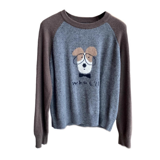 元气减龄！时髦拼色落肩袖显瘦卡通提花针织毛衣女25秋冬新款！ 商品图4