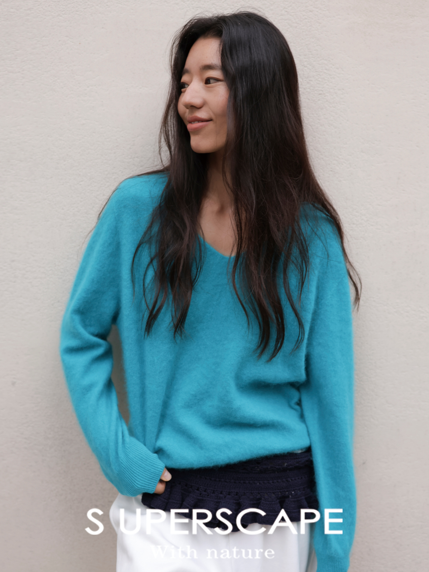 素舶 奢柔“小皮草”羊绒羊毛拉毛V领百搭针织衫