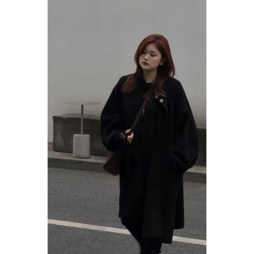 25AW上新 佳佳同款【墨本古堡】纯色长款插肩袖斗篷大衣黑色宽松韩版中长 商品图1