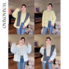 余潇潇【元气星球】时尚保暖90白鸭绒三防面料圆领羽绒服配送披肩