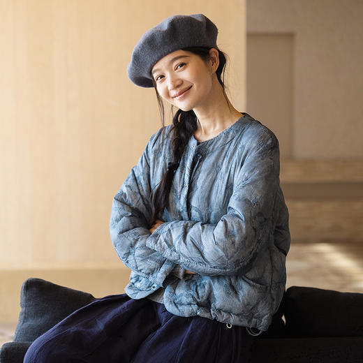 绽放684朵/秋风与落叶·设计感刺绣新中式90鸭绒短款羽绒服冬新款 商品图1