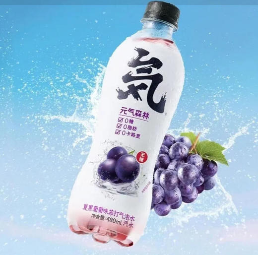 元气森林 夏黑葡萄味0糖0脂肪0卡路里苏打气泡水 480ml/瓶 商品图0