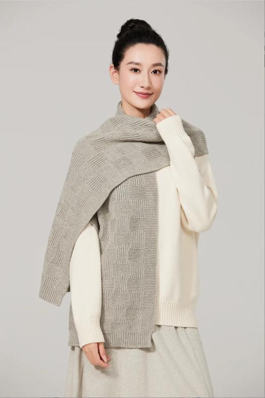 有机棉 针织围巾(灰色-50灰) 保暖舒适 素道有机棉灰色长款冬季围巾 针织男女同款 SBUI0021[漳州仓] 商品图1