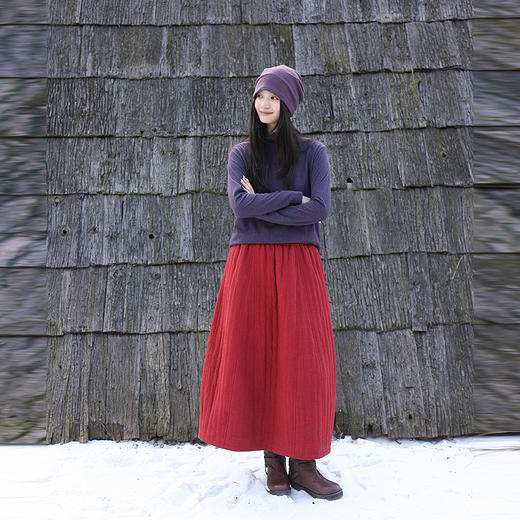 绽放724朵/热烈半裙·加厚亚麻绗棉全腰松紧花苞气质半身裙冬新款 商品图1