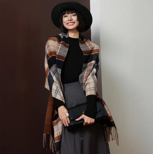 C&C 明星款轻奢感羊毛/羊羔绒围巾 超大尺寸 两面可戴 保暖舒适 礼盒包装多款可选 商品图10