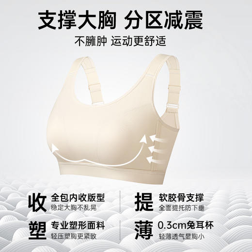 D1-【运动内衣75B-95E】【大胸显小】润微运动内衣收副乳防外扩 薄棉缓压肩带分散压力 侧翼含软胶骨稳固支撑    轻盈随行 商品图2