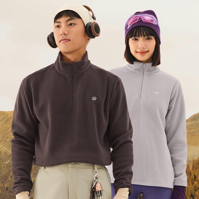 Tectop探拓户外抓绒衣女款立领加厚摇粒绒打底衫女情侣款抓绒衣男