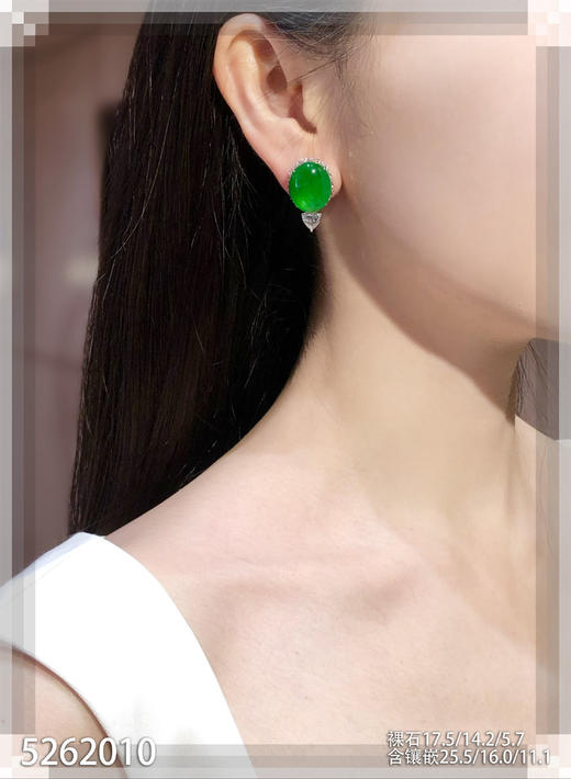 老坑艳绿蛋面耳钉【5262010】具体价格微信咨询 商品图4