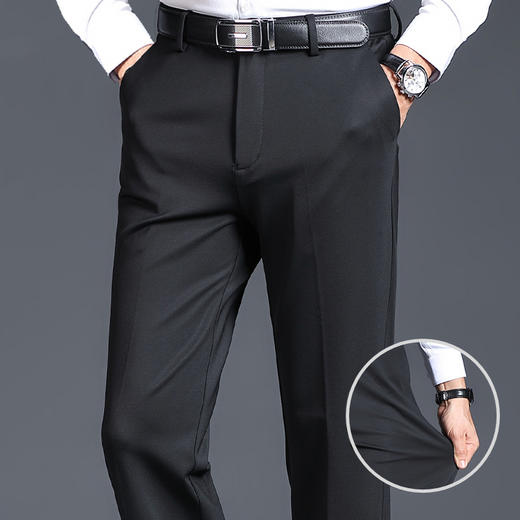 春秋商务西裤男士休闲裤冬季厚款弹力男裤子中年宽松直筒西装裤男 商品图3