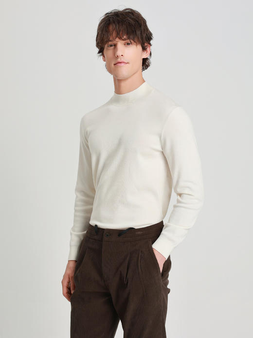 callisto黑色羊毛混纺中领毛衣 商品图8