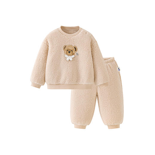 【泰迪熊IP联名】迷你巴拉儿童家居服套装宝宝双面绒睡衣秋冬款 商品图4