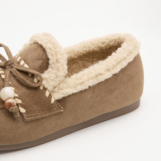 西遇加绒勃肯鞋女新款冬季复古一脚蹬外穿保暖棉鞋毛毛乐福鞋V2257289 商品图5