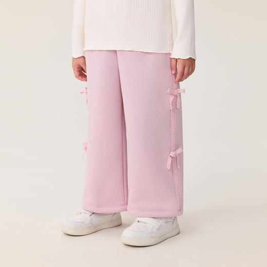 马克珍妮女童甜酷花边蝴蝶结加绒阔腿裤2025年秋冬新款551328 商品图2