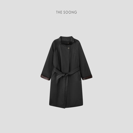THESOONG极简风进口匈牙利棉麻鹅绒锁温廓形羽绒服外套HWYRF8086 商品图0