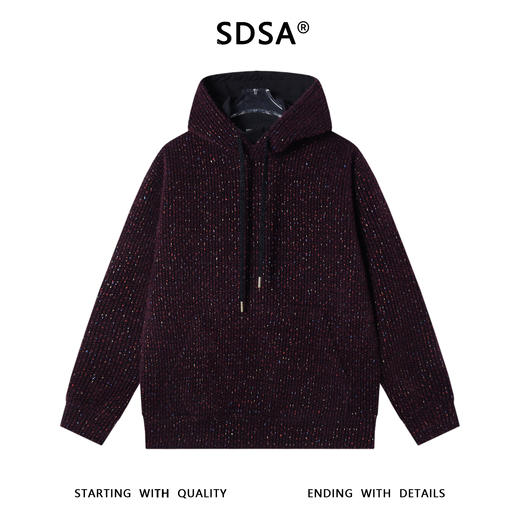 WY1208SDSA秋冬新款痞帅男装潮牌彩色绒毛抽绳连帽针织卫衣时尚套头上衣 商品图1