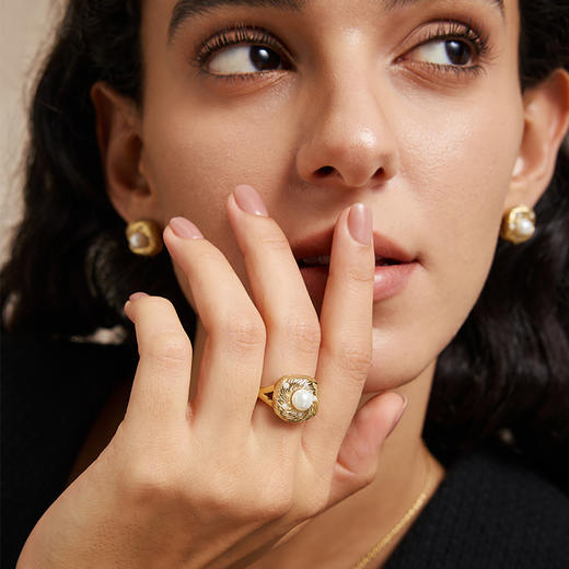 【演员周也同款】Victoria维多利亚系列｜金/银丝珍珠戒指（双色） 商品图2