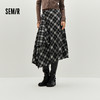 森马半身裙女冬磨毛格纹长裙2025新款甜酷个性设计感不规则A字裙 商品缩略图0