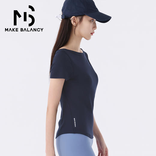 慕柏郦女短袖T恤修身女运动螺纹短款抗皱圆领1972 商品图6