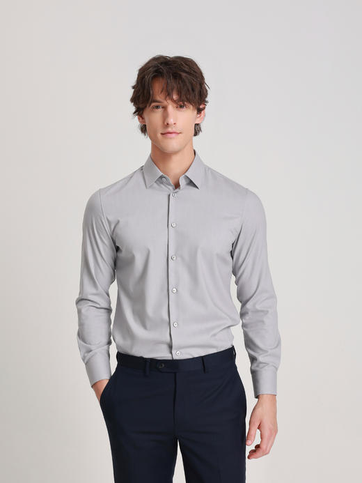 callisto海豚灰长绒棉混纺长袖衬衫 商品图2