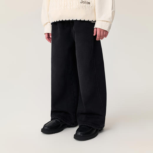 马克珍妮女童加绒加暖阔腿牛仔裤2025年秋冬新款551388 商品图1