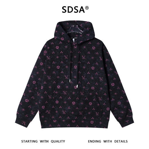 WY1231SDSA秋冬新款痞帅男装美式扎染撞色满印印花抽绳连帽卫衣百搭时尚 商品图1