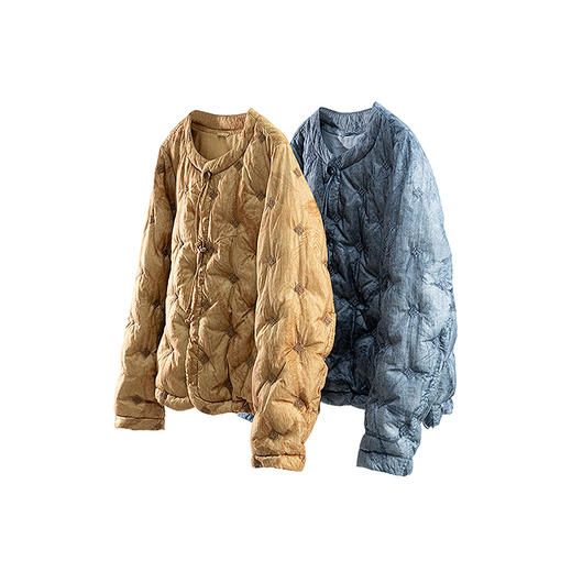 绽放684朵/秋风与落叶·设计感刺绣新中式90鸭绒短款羽绒服冬新款 商品图4