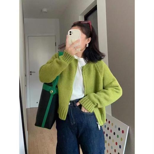 百蓝茵2025秋冬新款宽松灰色短款毛衣外套女装加厚拉链长袖针织开衫上衣★ 商品图13