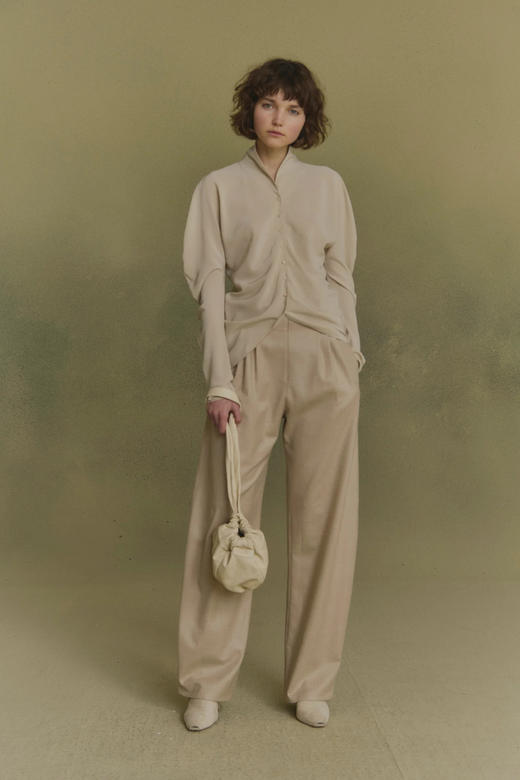 Cortana 25AW 米色MYSTIC真丝垂坠衬衫 商品图2