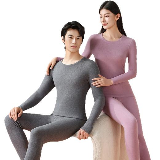 【99元起/2套】加大码保暖套装 男女圆领秋衣秋裤羊绒醋酸发热保暖内衣 商品图4
