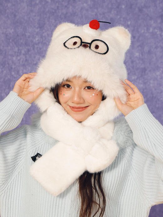 保暖可爱眼镜猫猫两件套套帽-纪念日百货门店同款165345146 商品图4