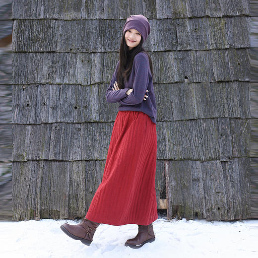 绽放724朵/热烈半裙·加厚亚麻绗棉全腰松紧花苞气质半身裙冬新款 商品图2