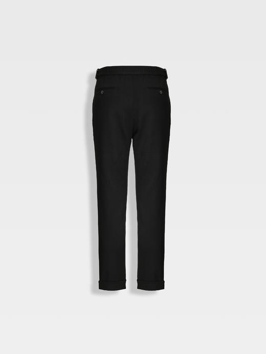 callisto黑色粗斜纹羊毛混纺西裤 商品图1