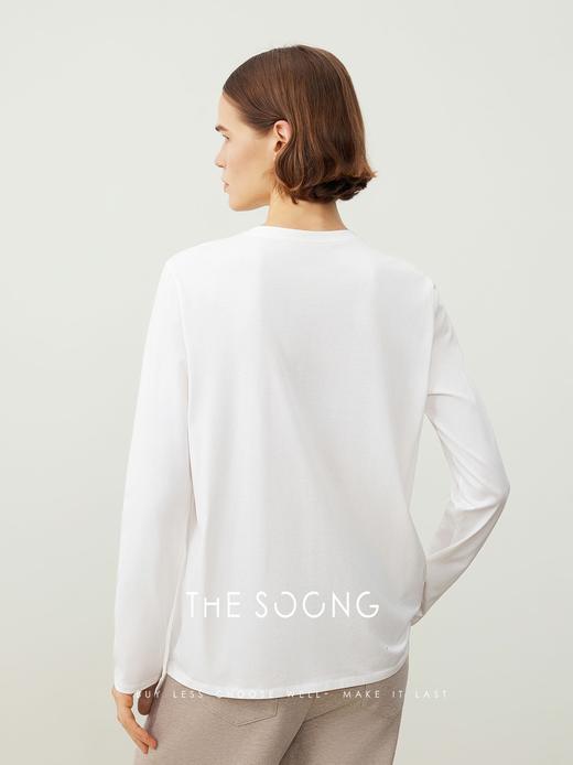 THESOONG/巴黎T 高端定制高密全棉亲肤白色长袖打底衫上衣女HBTX7592 商品图7