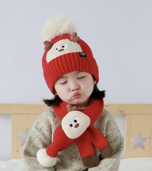 儿童帽子套装卡通秋冬款护耳针织帽保暖可爱毛线帽男女童宝宝帽子 商品图8