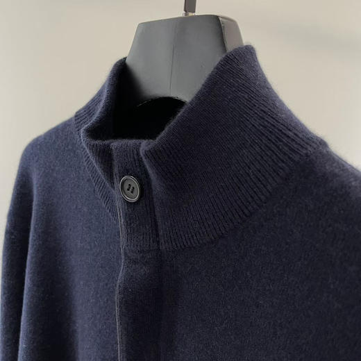 杰尼亚一粒扣拉链翻领山羊绒针织毛衣！ 商品图4