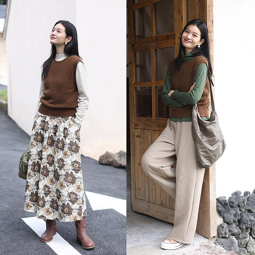 绽放755朵/圈圈纱纯羊毛肌理圆领叠搭无袖马甲内搭保暖上衣女新款 商品图2