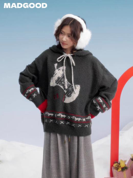 马得工地/MDGDMY14054/苹果提花费尔岛圈圈纱连帽毛衣 商品图0