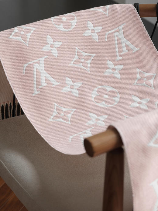 WJ05-驴家 提花织纹流苏饰边 绒线围巾 男女同款情侣款 粉色（QZ*MM） 商品图2