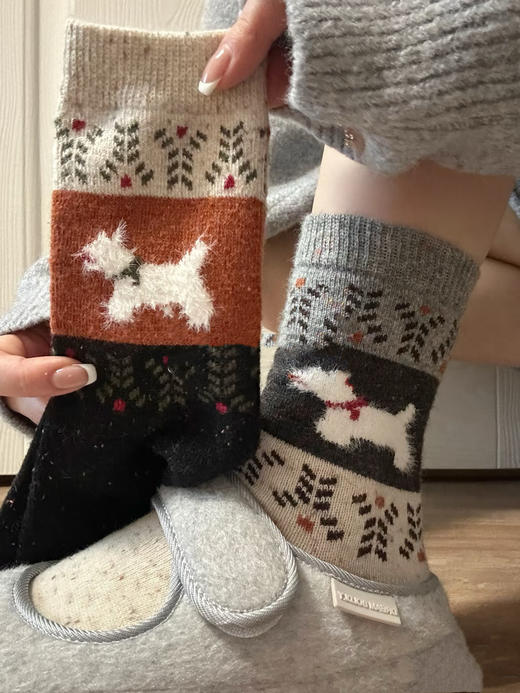 19.9/8双 高克重费尔岛小狗袜中筒袜不能错过的秋冬袜子 商品图7