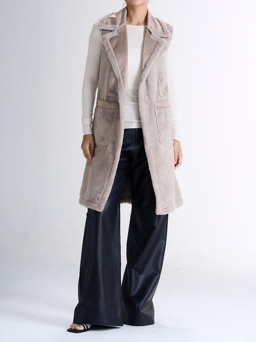 CG｜Veronica mid-length reversible vegan suede VEST [中长款 翻领麂皮两面穿马甲 ] 商品图1