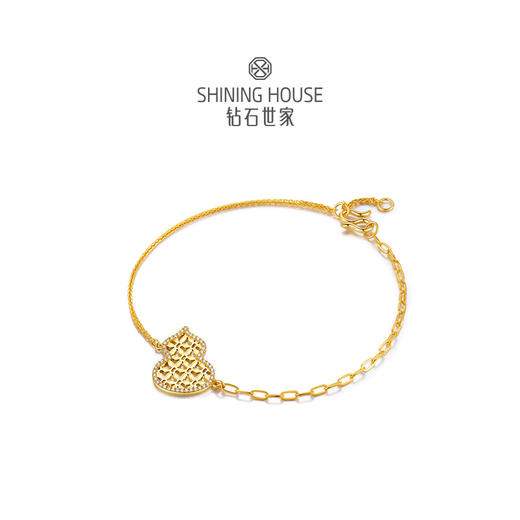 【八方衔运纹】【 玲珑宝葫 】钻石世家  玲珑宝葫系列 足金葫芦镶钻手链 【黄金产品不支持无理由退换货】预计3-5天发货 商品图8