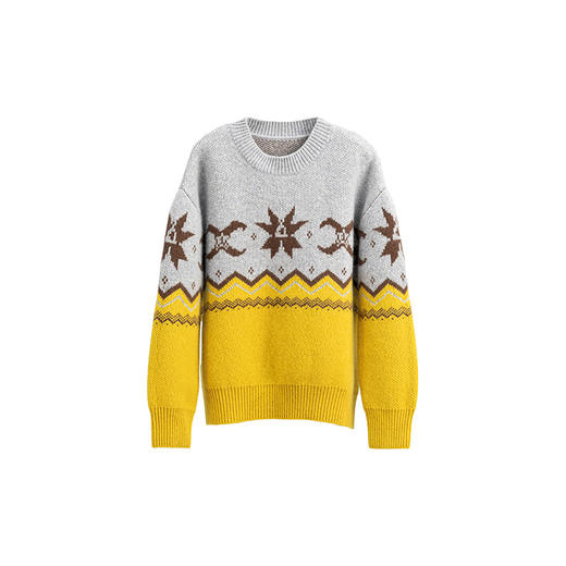 绽放735朵/设计感费尔岛撞色纯羊毛圆领套头羊毛针织衫女新款毛衣 商品图4