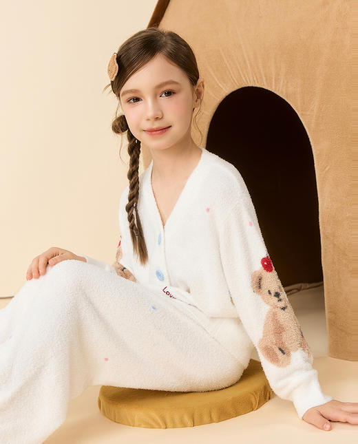【春上新】8楼爱慕儿童Aimer Kids女孩2件装-小熊点点长袖家居套装AK143J561，吊牌价899元 商品图1