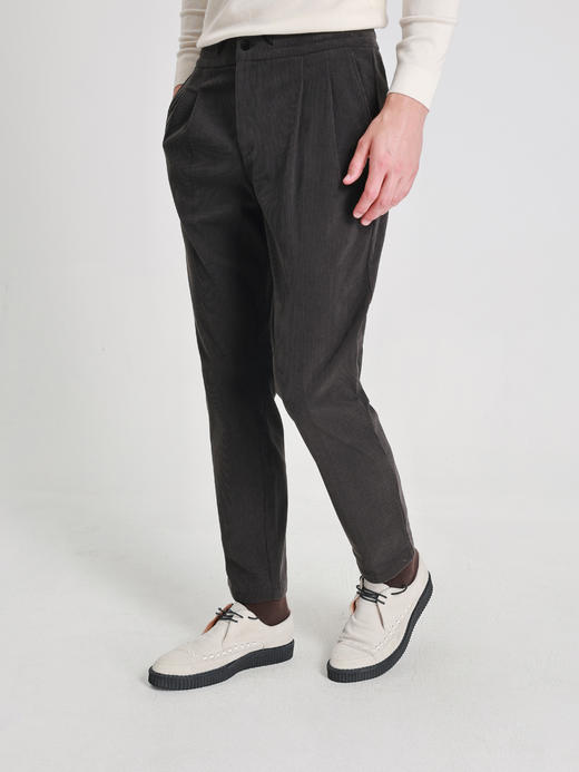 callisto灰色细条灯芯绒抽绳休闲裤 商品图3