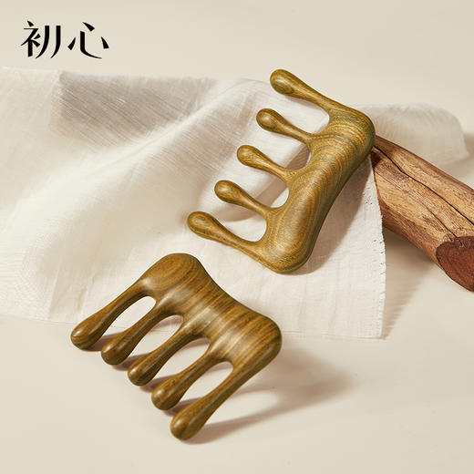 初心| 指扣经络梳绿檀 商品图0